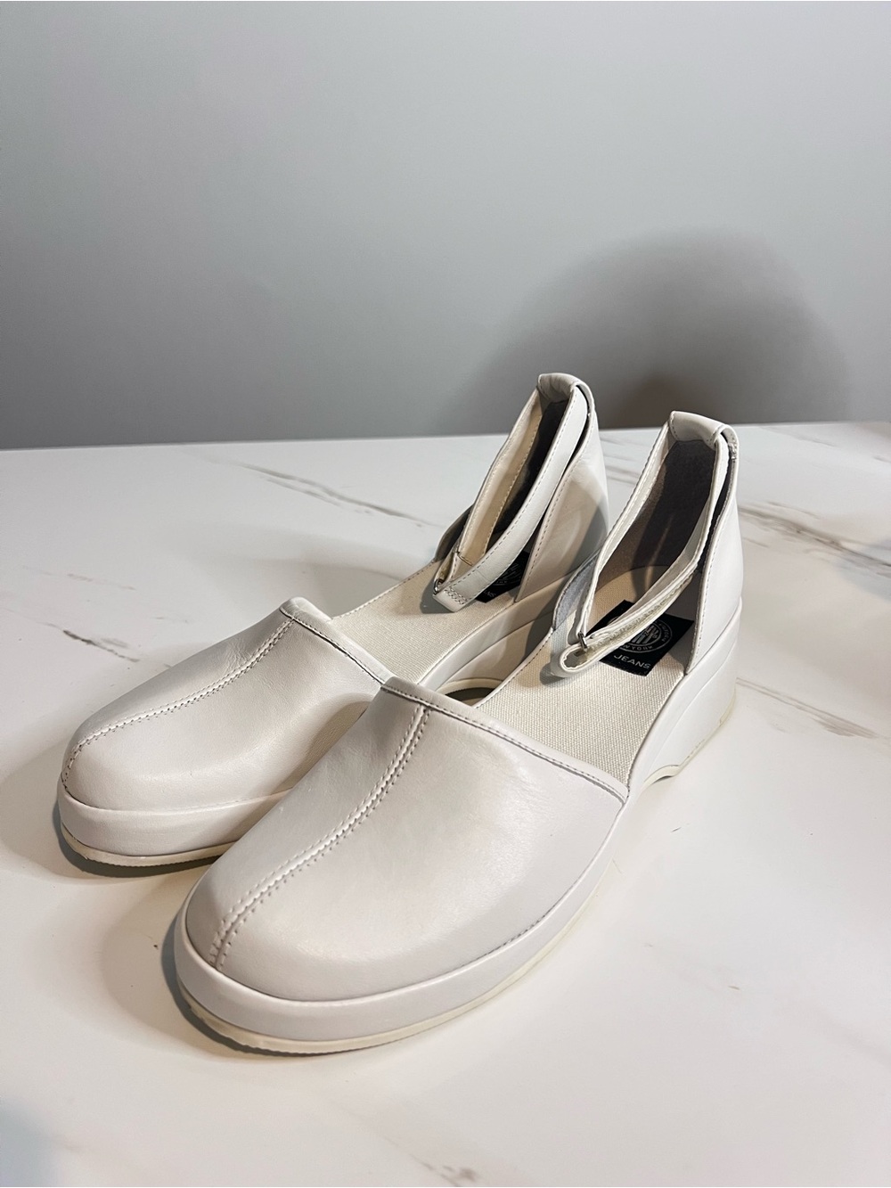 DKNY Jeans White Wedge Mary Jane Shoes